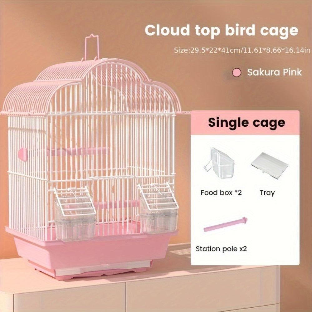 Luxury Metal Bird Cage with Drawer – Easy-Clean Carrier with Cups & Perch