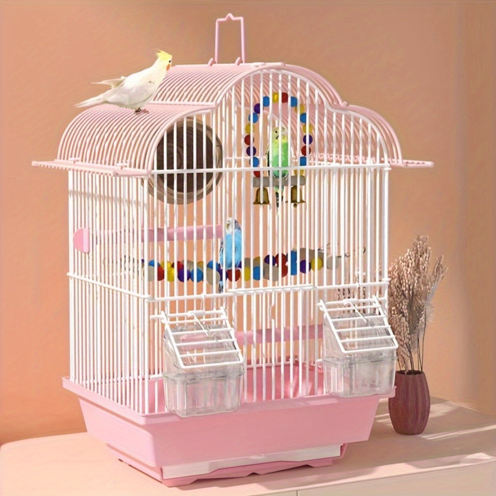 Luxury Metal Bird Cage with Drawer – Easy-Clean Carrier with Cups & Perch