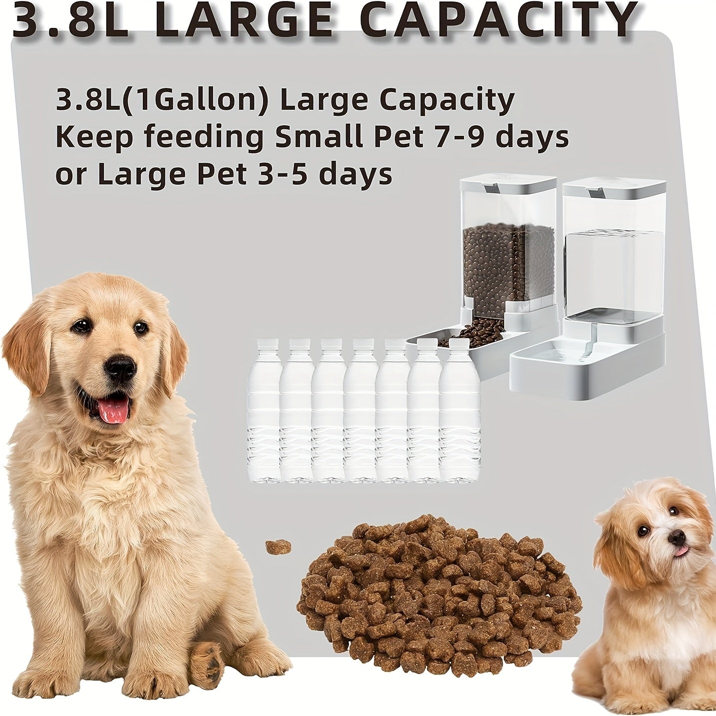 Gravity Pet Feeder & Water Dispenser – Automatic Dog & Cat Feeder 1.0 Gal