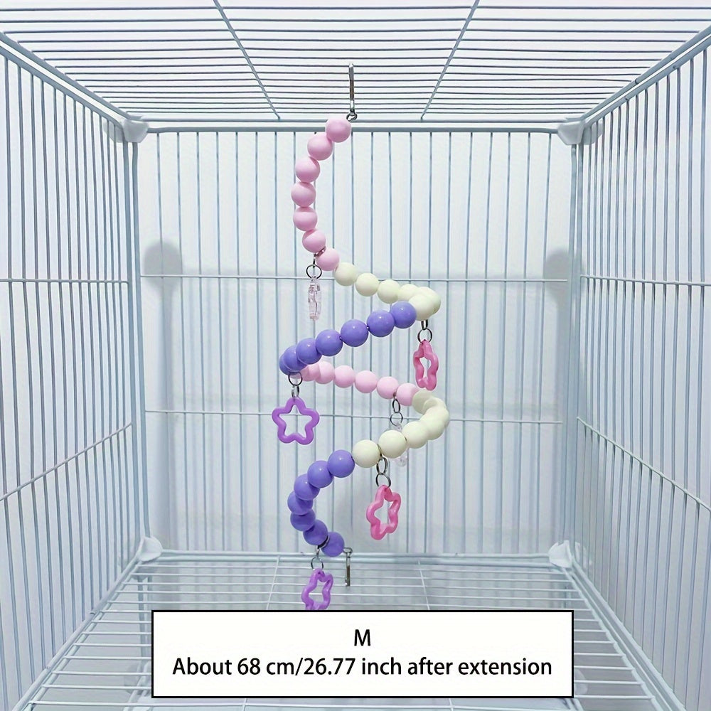Colorful Macaron Rainbow Acrylic Parrot Ladder & Swing – Beads & Star Bridges