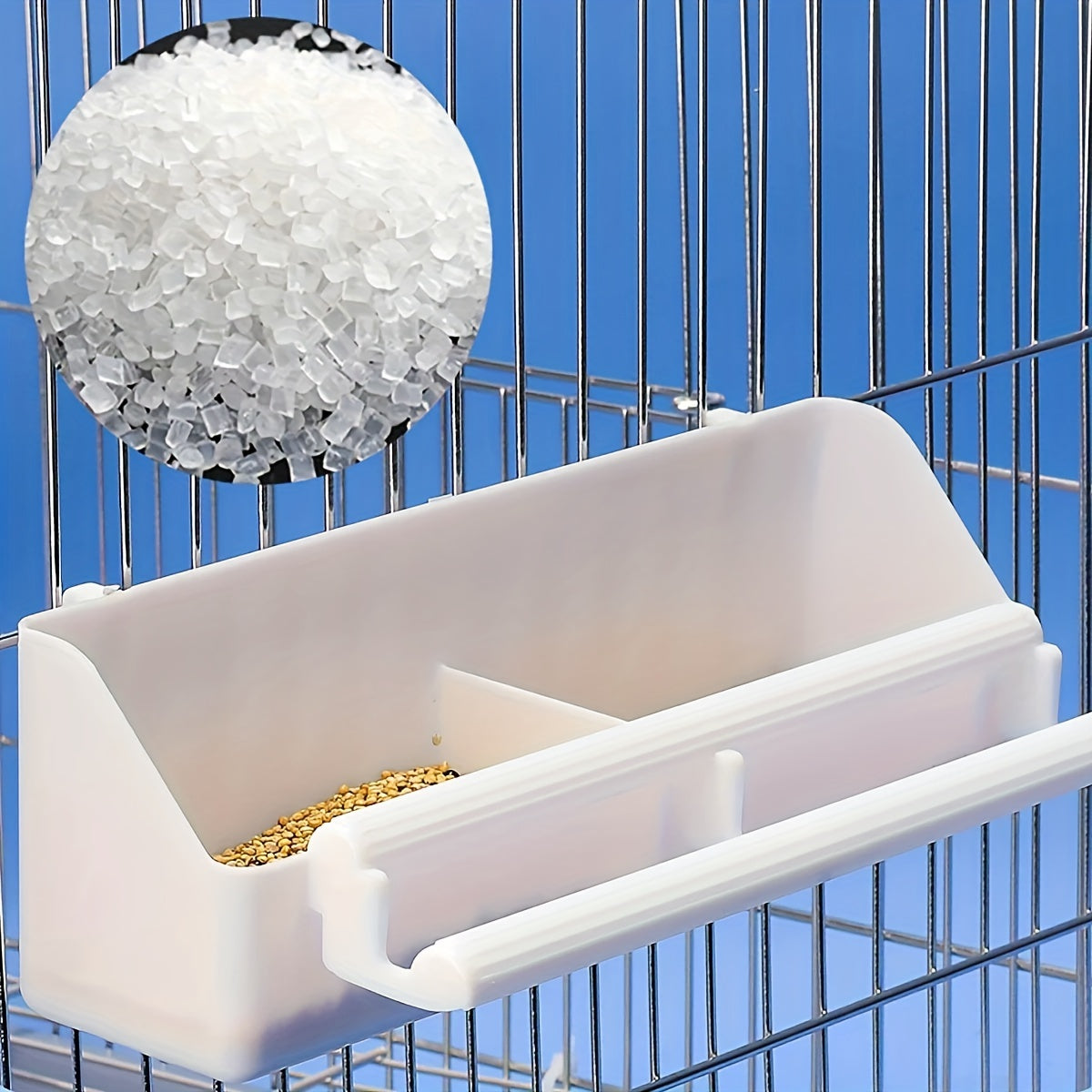Durable ABS Parrot Feeder – Cage-Mounted Food & Water Cup