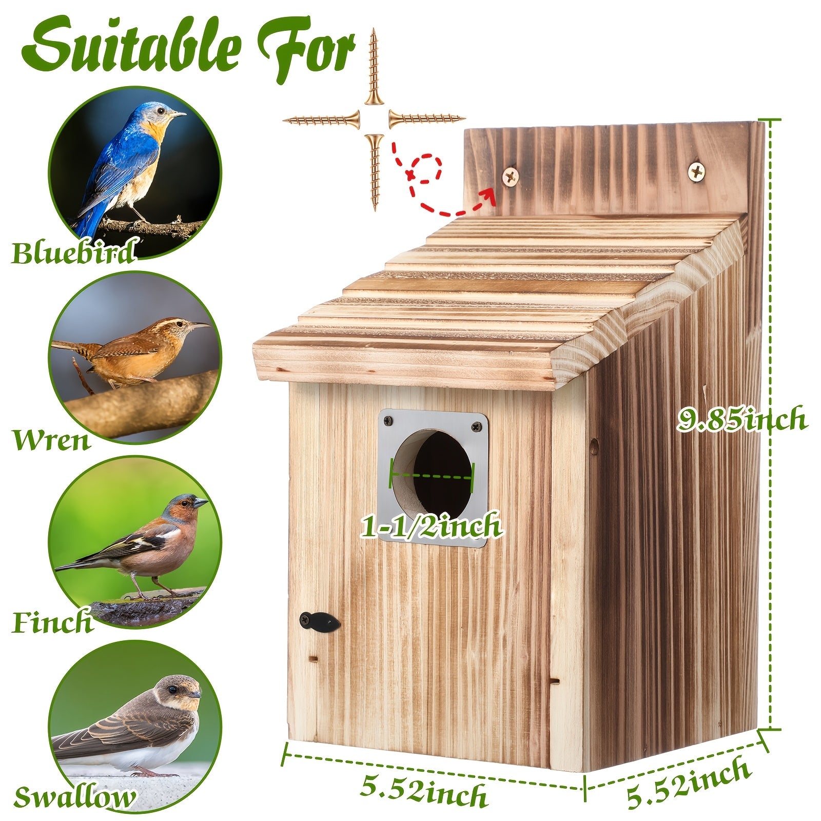 Cedar Bluebird House with Predator Guard – Outdoor Nesting Box for Birds