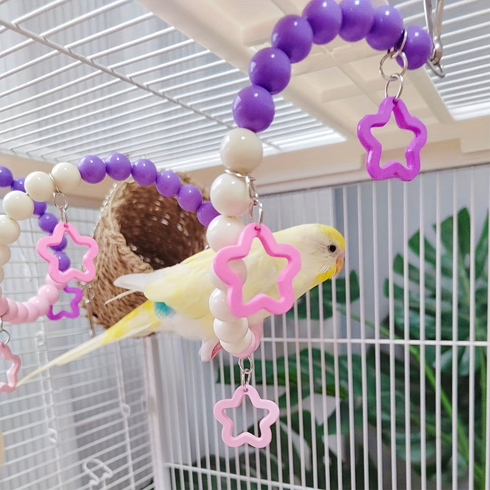 Colorful Macaron Rainbow Acrylic Parrot Ladder & Swing – Beads & Star Bridges