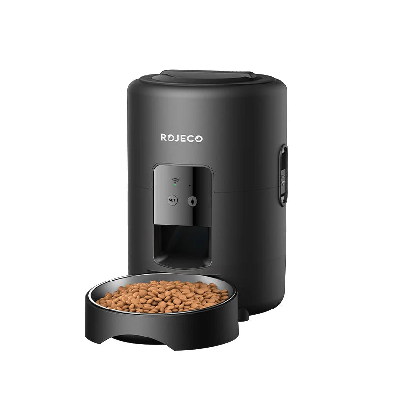 ROJECO Smart Automatic Pet Feeder 2L – Wi-Fi App Control, Programmable Meals, Anti-Jam Kibble Dispenser for Cats & Dogs