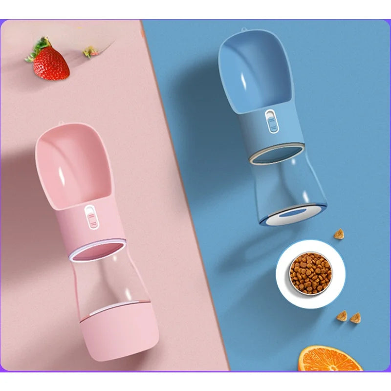 Portable Dog Water Bottle & Food Feeder – Travel All-in-One for Pets