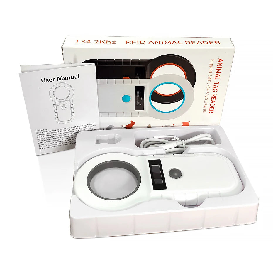 Handheld Animal Microchip Reader, Portable USB Pet Chip Scanner, RFID ID Tag Scanner for Dogs & Cats Paws and Claws