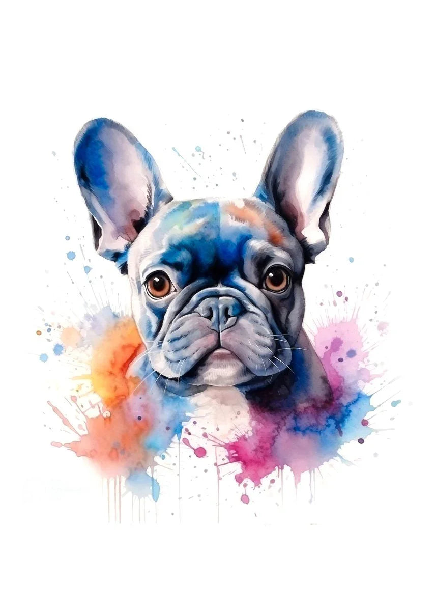 Watercolor Dog Art – French Bulldog, Dalmatian, Black Terrier Canvas Print Paws and Claws