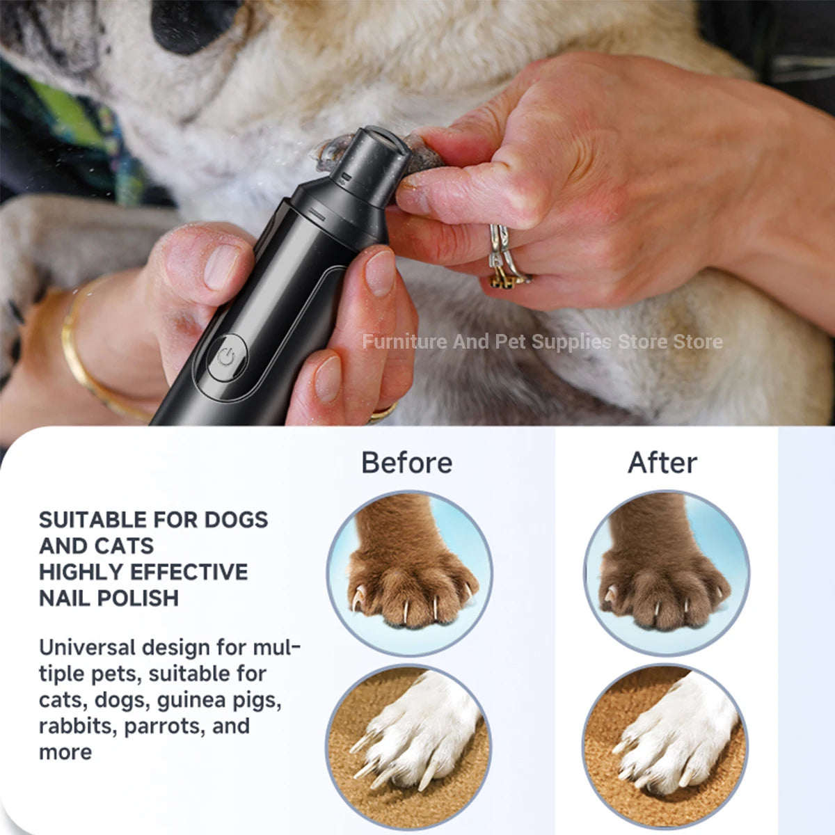 USB Rechargeable Electric Pet Nail Grinder – Painless Diamond Wheel Trimmer for Dogs, Cats & Small Animals (Low-Noise, Strong Power, Multiple Grinding Ports)