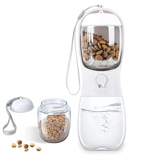 Portable Dog Water Bottle with Food Container – Travel Pet Dispenser