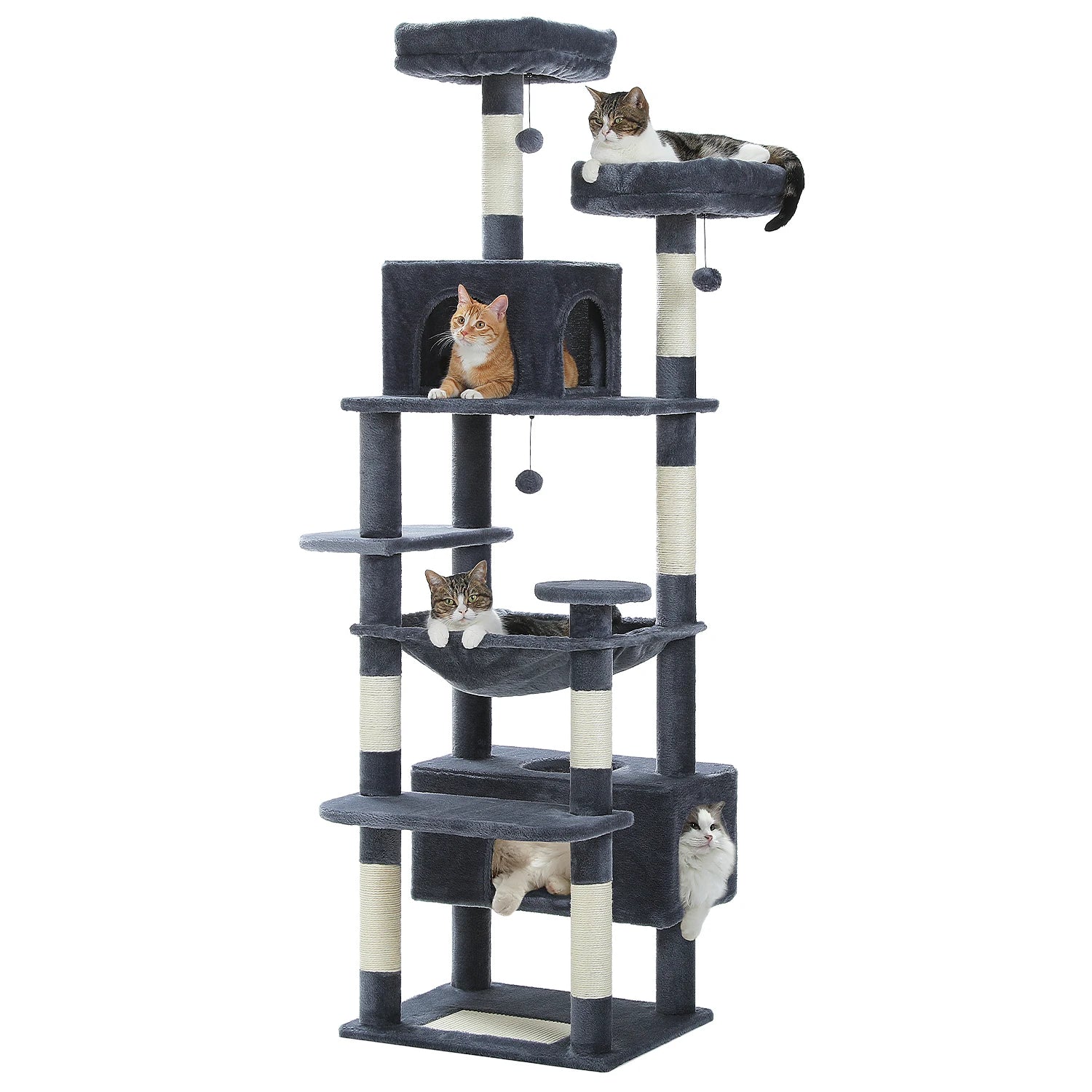 Large Cat Tree Tower – Indoor Cats with Scratching Posts & Hammocks