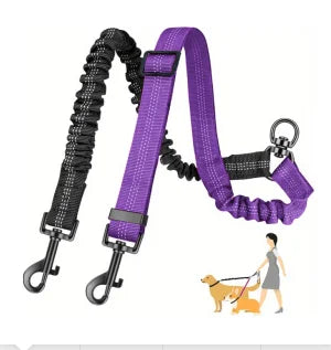 Double Dog Leash – 2-in-1 Adjustable Bungee Leash for Two Dogs Paws and Claws