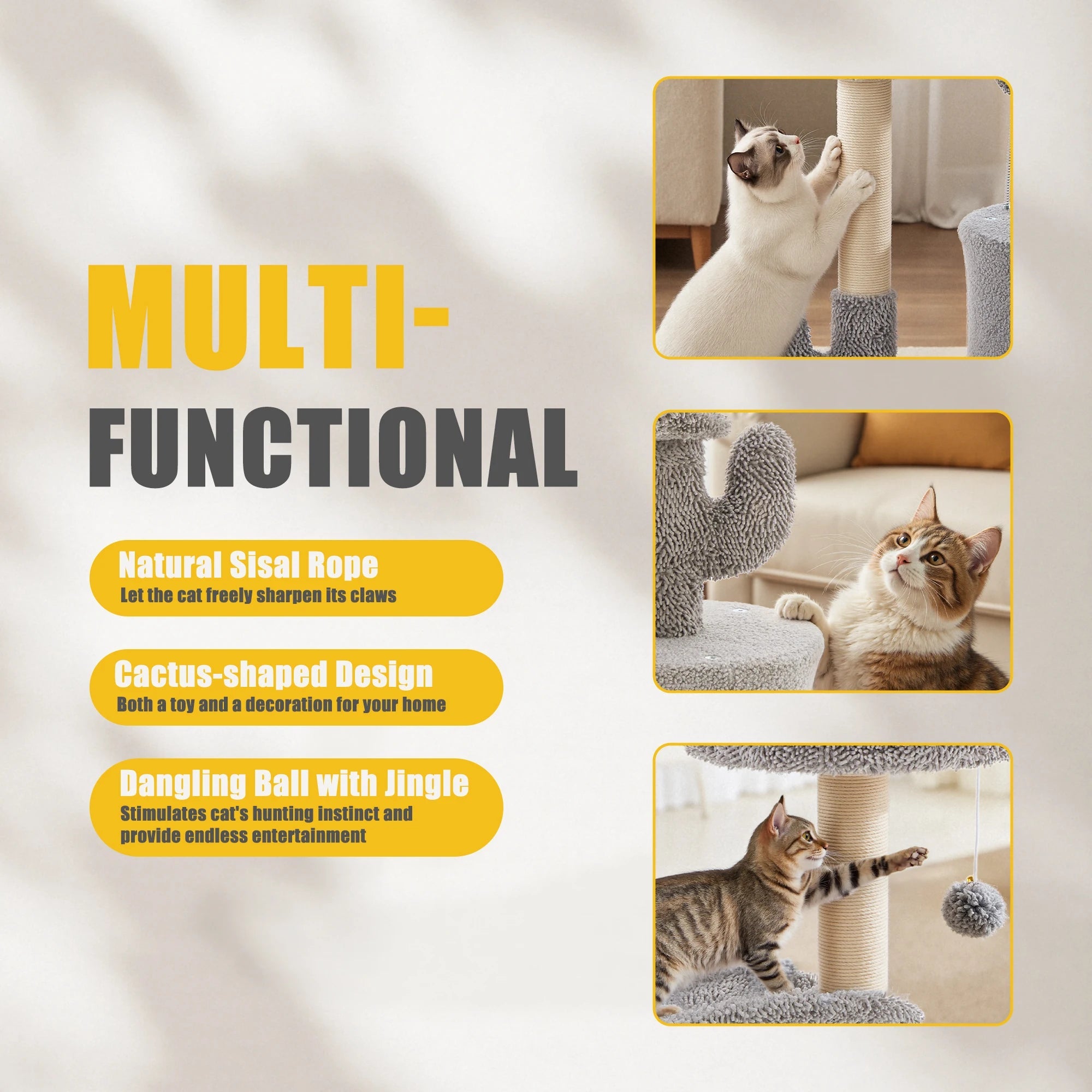 JHK 33" Multi-Level Cat Tree, Indoor Kitty Play Tower with Scratching Post Paws and Claws