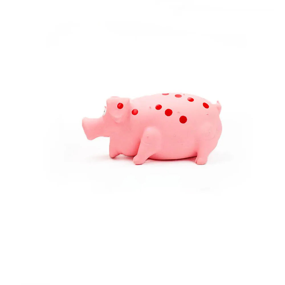 Dog Chew Toy – Spotted Latex Pig with Squeaker Paws and Claws