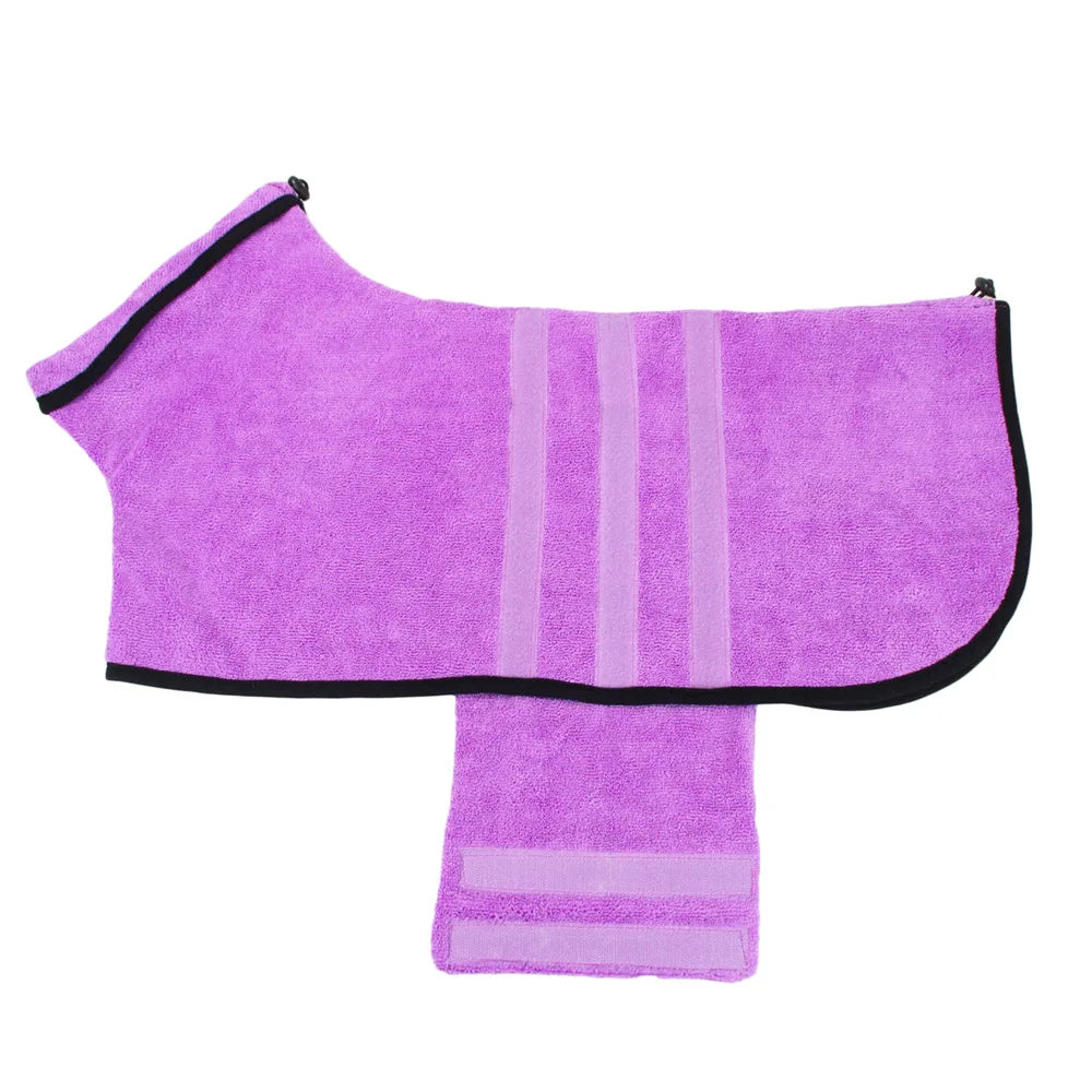 Microfiber Dog Bathrobe – Super Absorbent & Soft Drying Coat