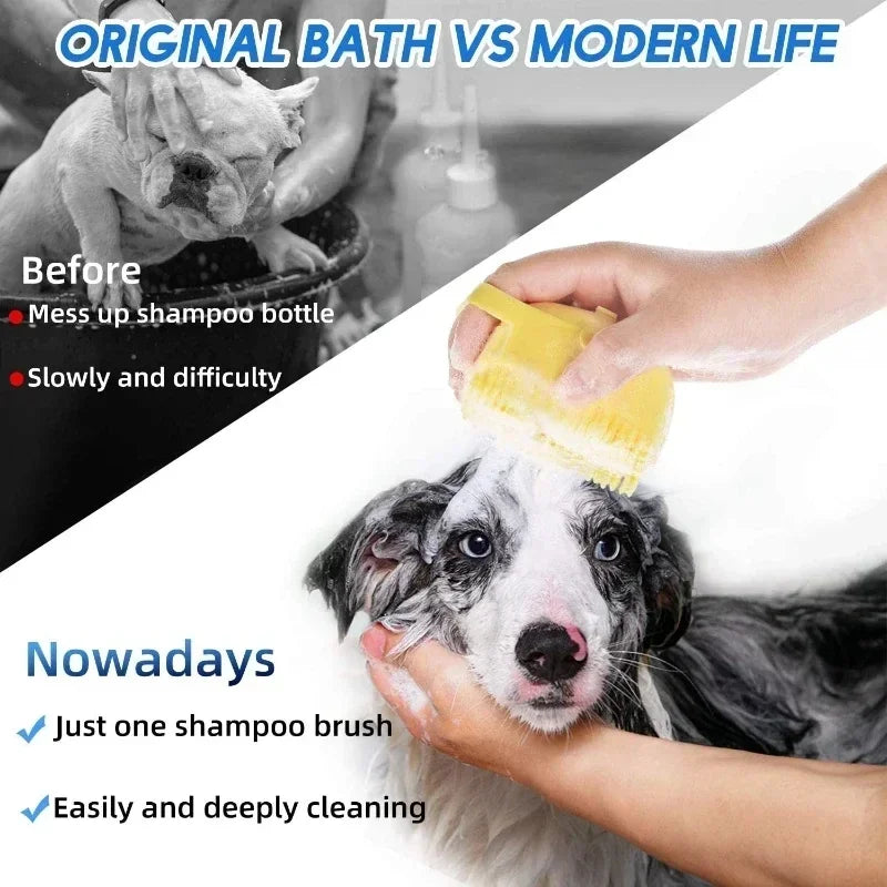 Dog & Cat Shampoo Brush – Soft Silicone Pet Bath Massage Gloves