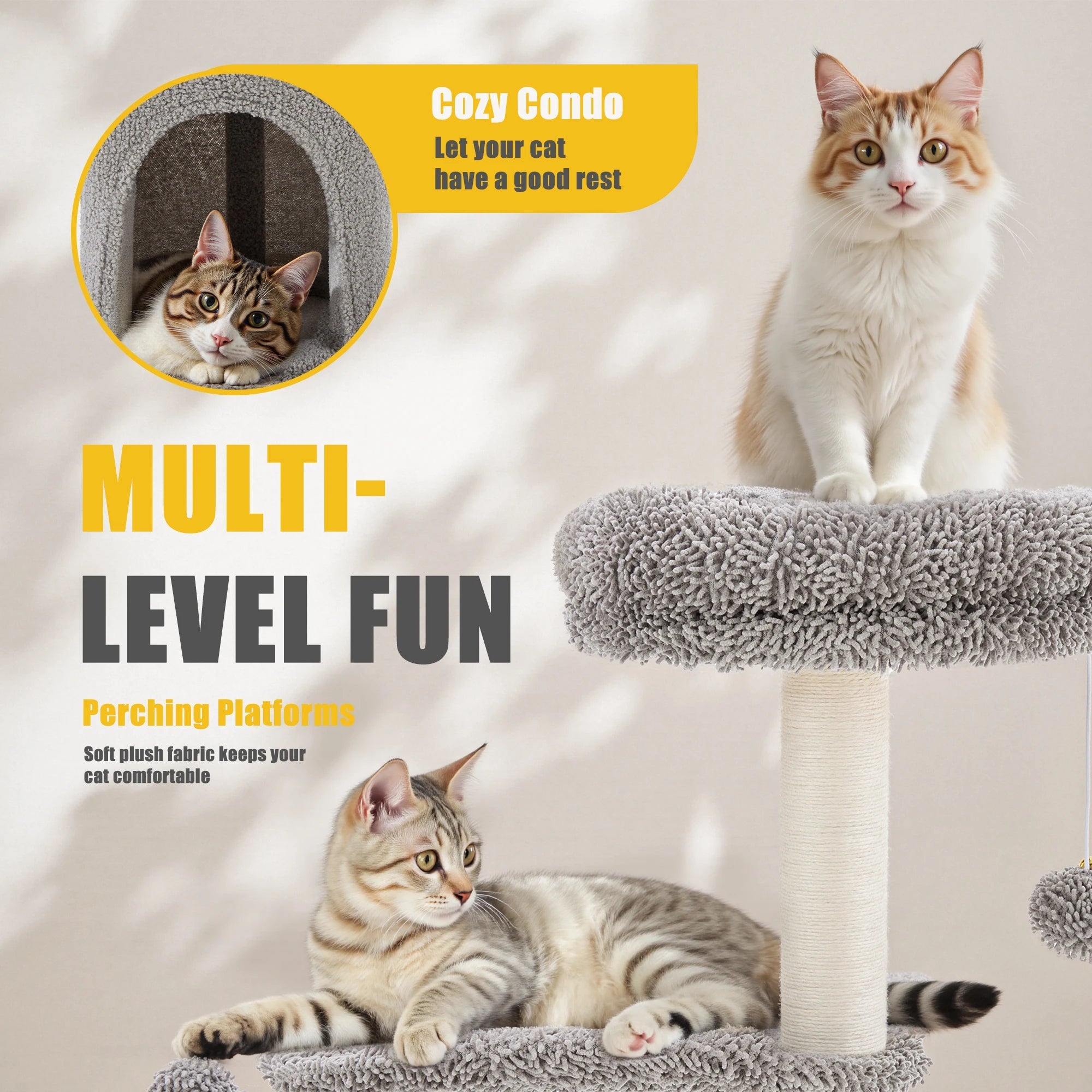 JHK 33" Multi-Level Cat Tree, Indoor Kitty Play Tower with Scratching Post Paws and Claws