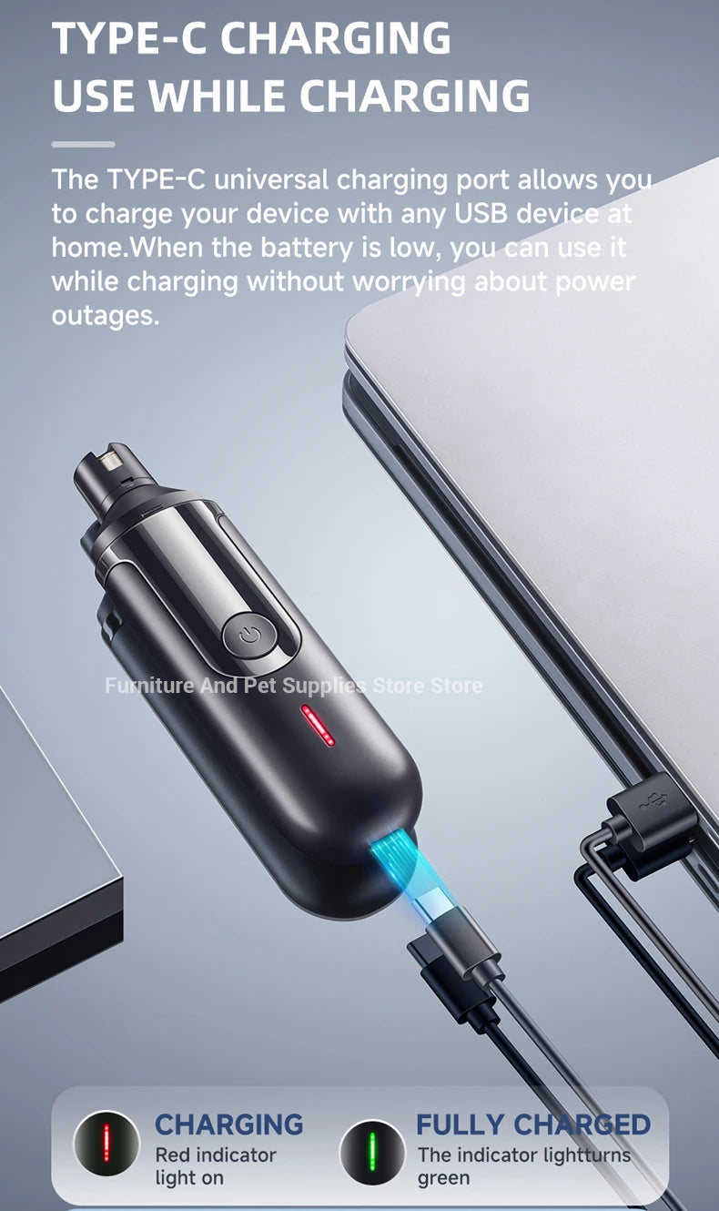 USB Rechargeable Electric Pet Nail Grinder – Painless Diamond Wheel Trimmer for Dogs, Cats & Small Animals (Low-Noise, Strong Power, Multiple Grinding Ports)