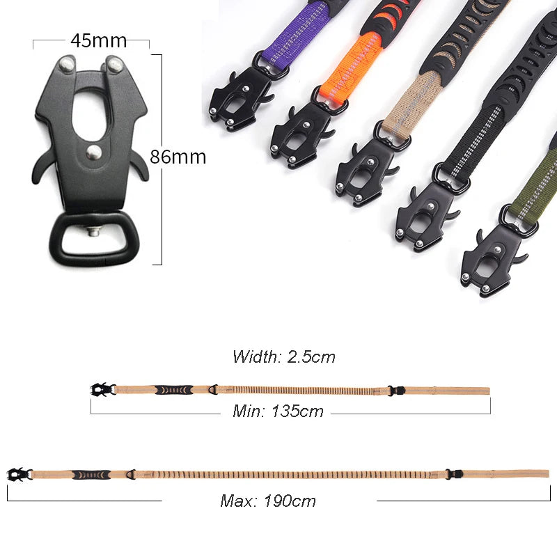 Heavy Duty Tactical Bungee Dog Leash – No-Pull Reflective Shock-Absorbing Leash Paws and Claws