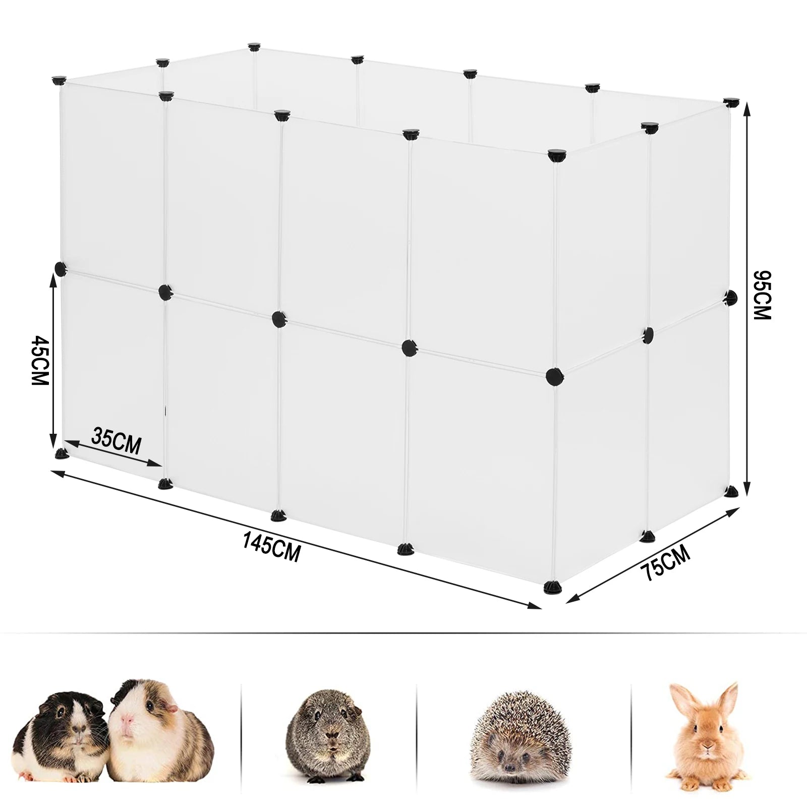 DIY Pet Playpen, Modular Indoor Cage, Rabbit & Small Animal House with Door Paws and Claws