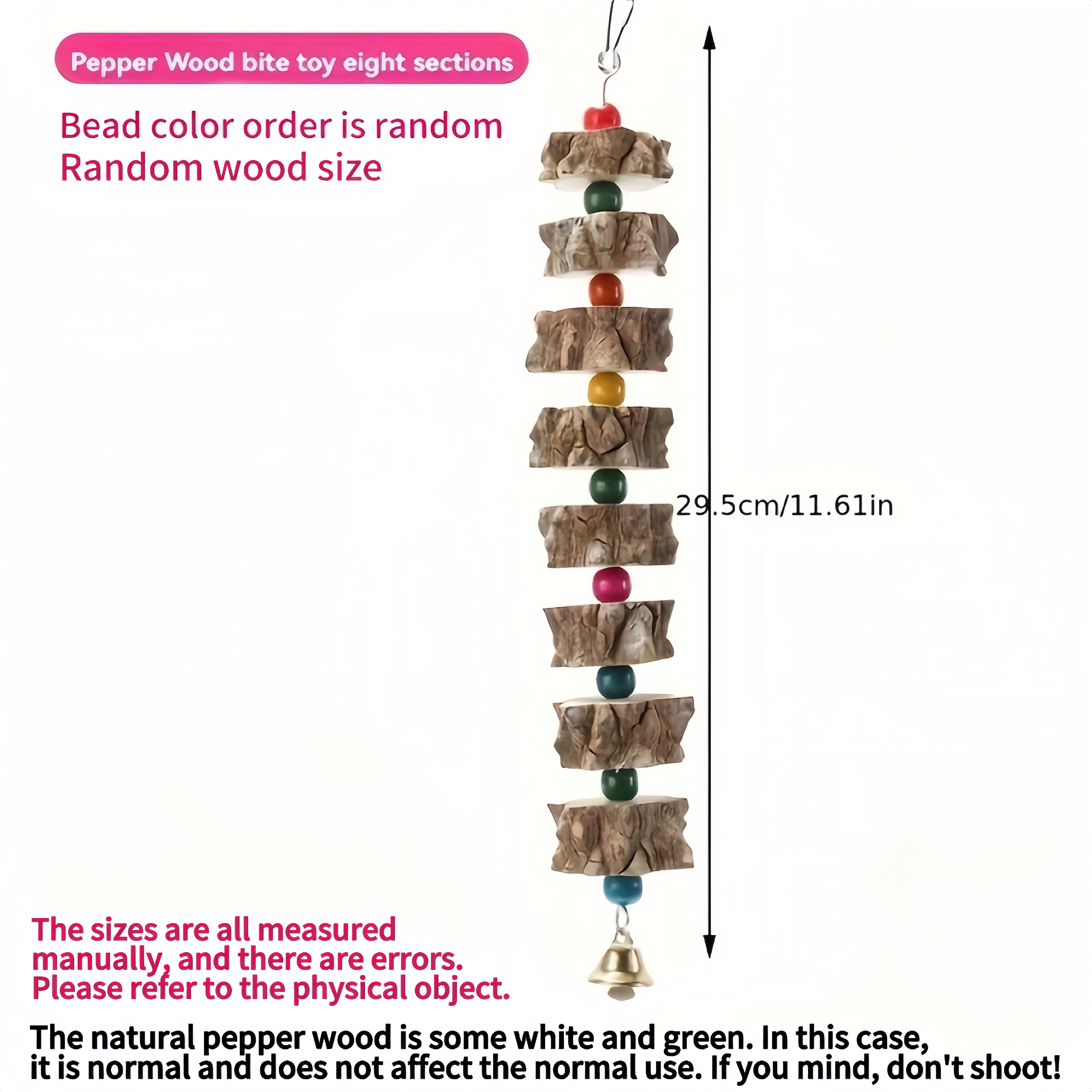 Durable Wooden Parrot Toy with Bell & Beads – Chewing & Grinding Aid