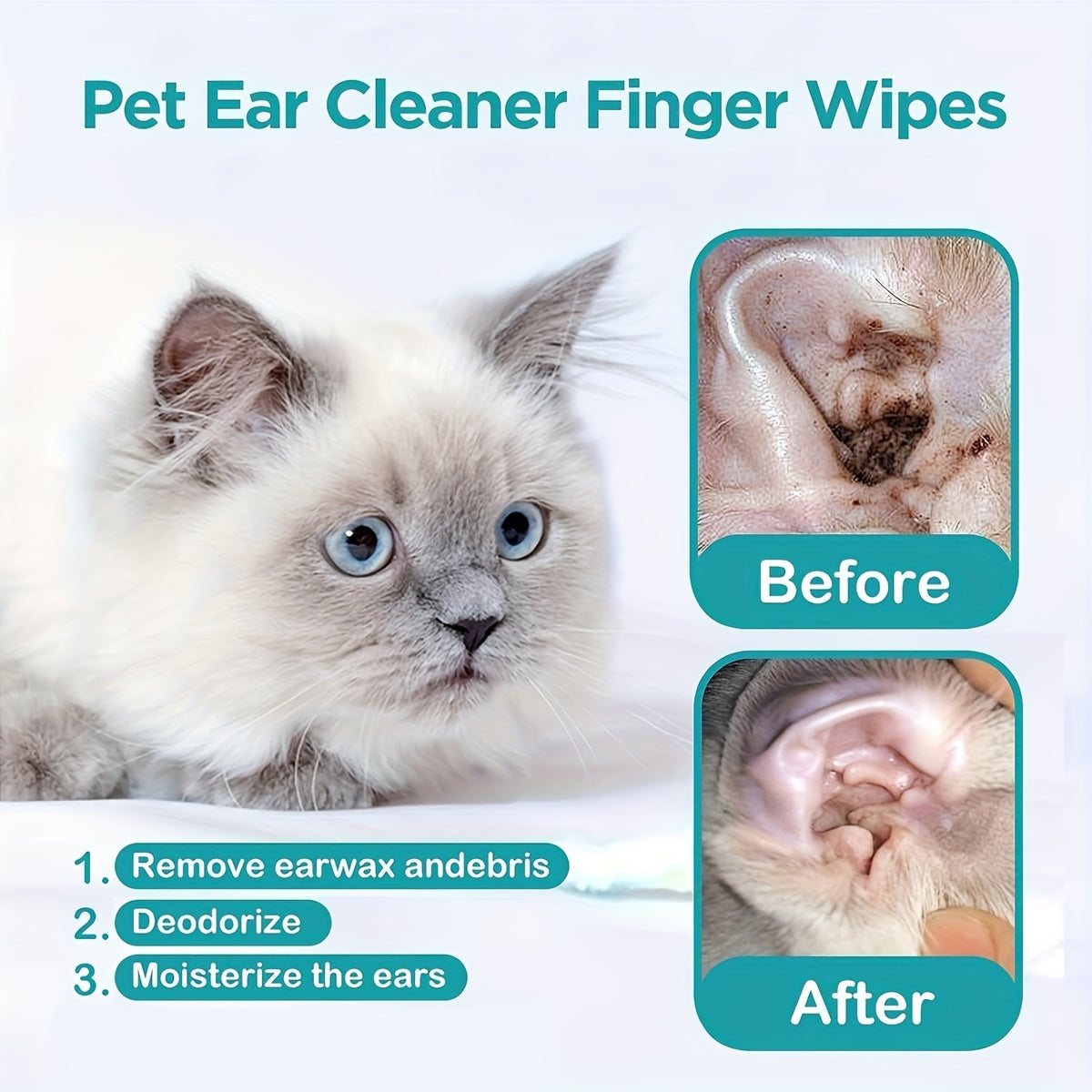 Pet Grooming Wipes Set – 3 Boxes, 200 Count for Cats & Dogs