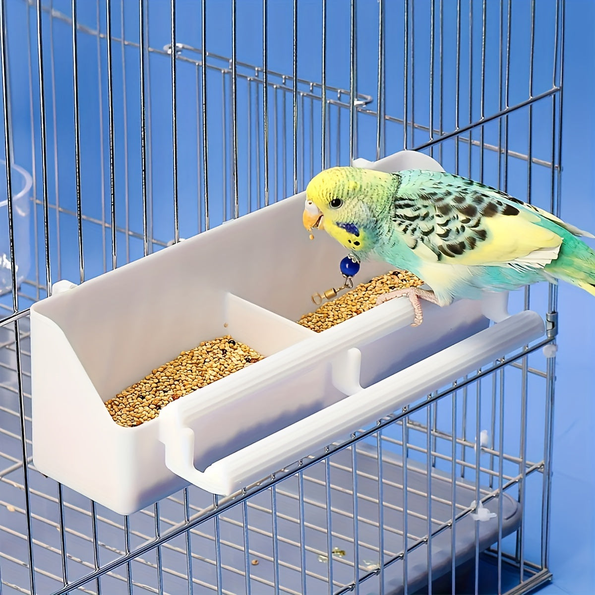 Durable ABS Parrot Feeder – Cage-Mounted Food & Water Cup