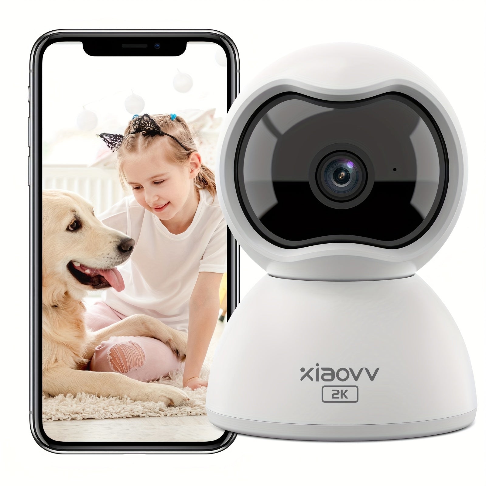 XIAOVV Q2 4MP Indoor WiFi Camera, Home Security, Baby & Pet Monitor