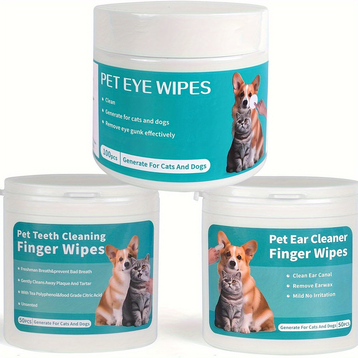 Pet Grooming Wipes Set – 3 Boxes, 200 Count for Cats & Dogs