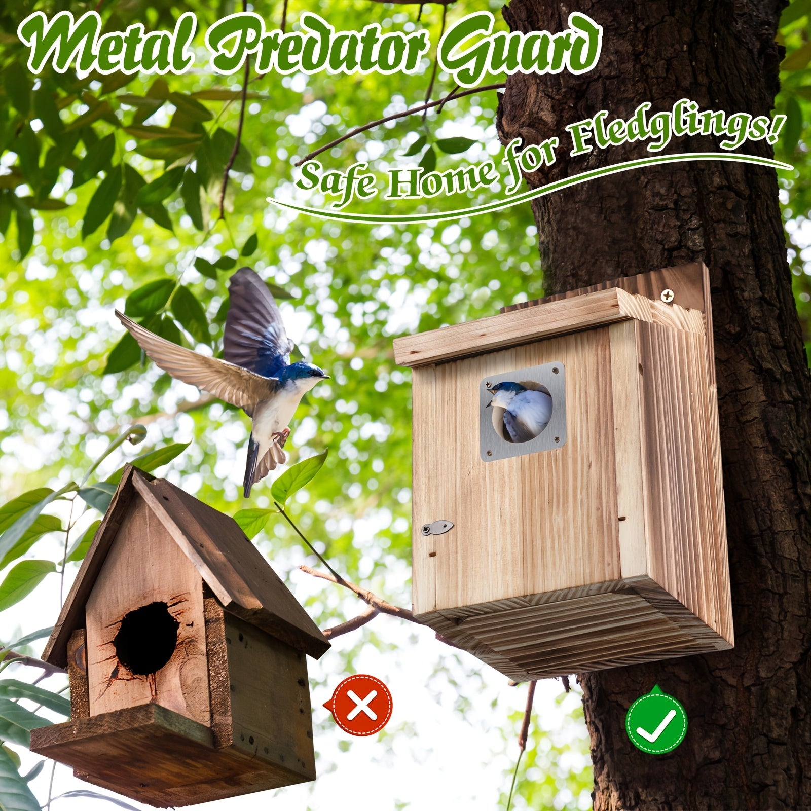 Cedar Bluebird House – 1.5" Entrance with Metal Predator Guard