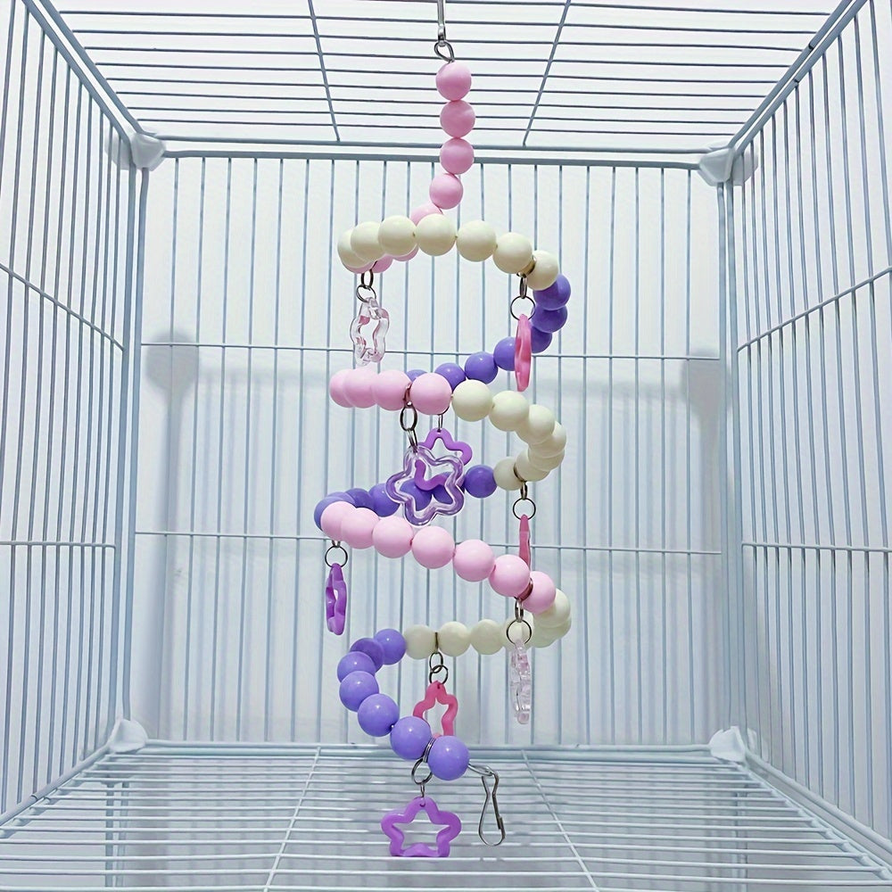 Colorful Macaron Rainbow Acrylic Parrot Ladder & Swing – Beads & Star Bridges
