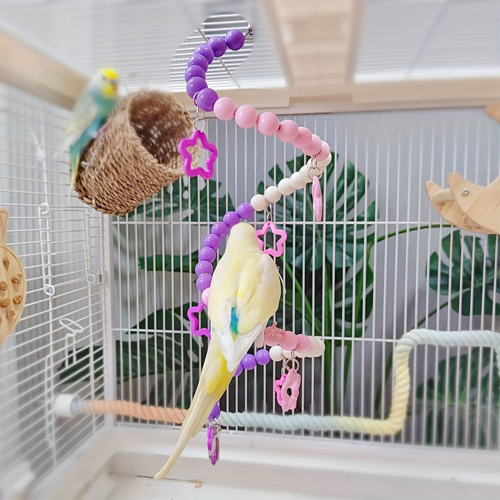 Colorful Macaron Rainbow Acrylic Parrot Ladder & Swing – Beads & Star Bridges