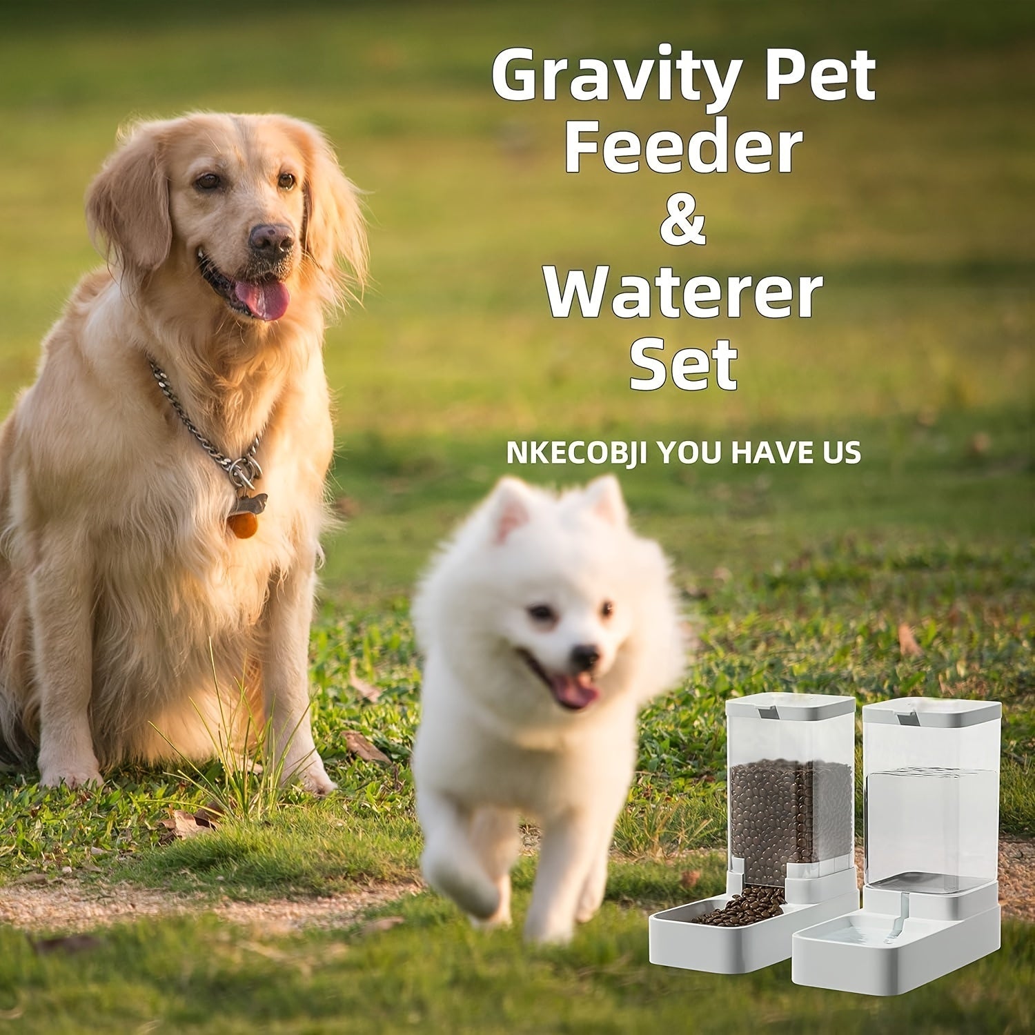 Gravity Pet Feeder & Water Dispenser – Automatic Dog & Cat Feeder 1.0 Gal