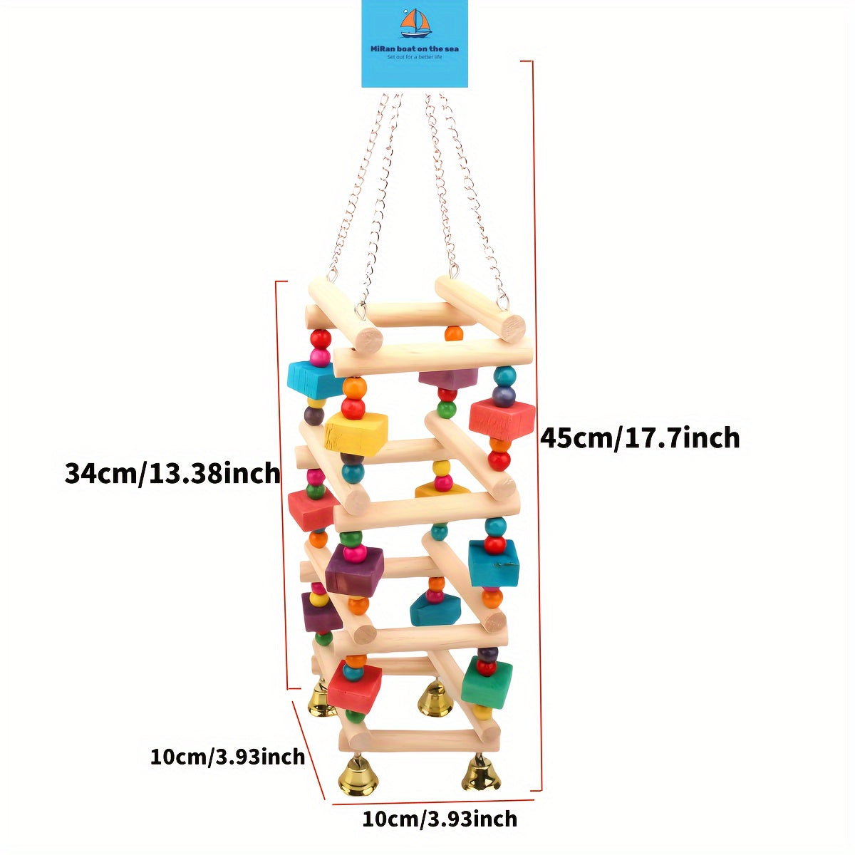 Colorful Wooden Parrot Swing with Bell – Hanging Bird Play Toy