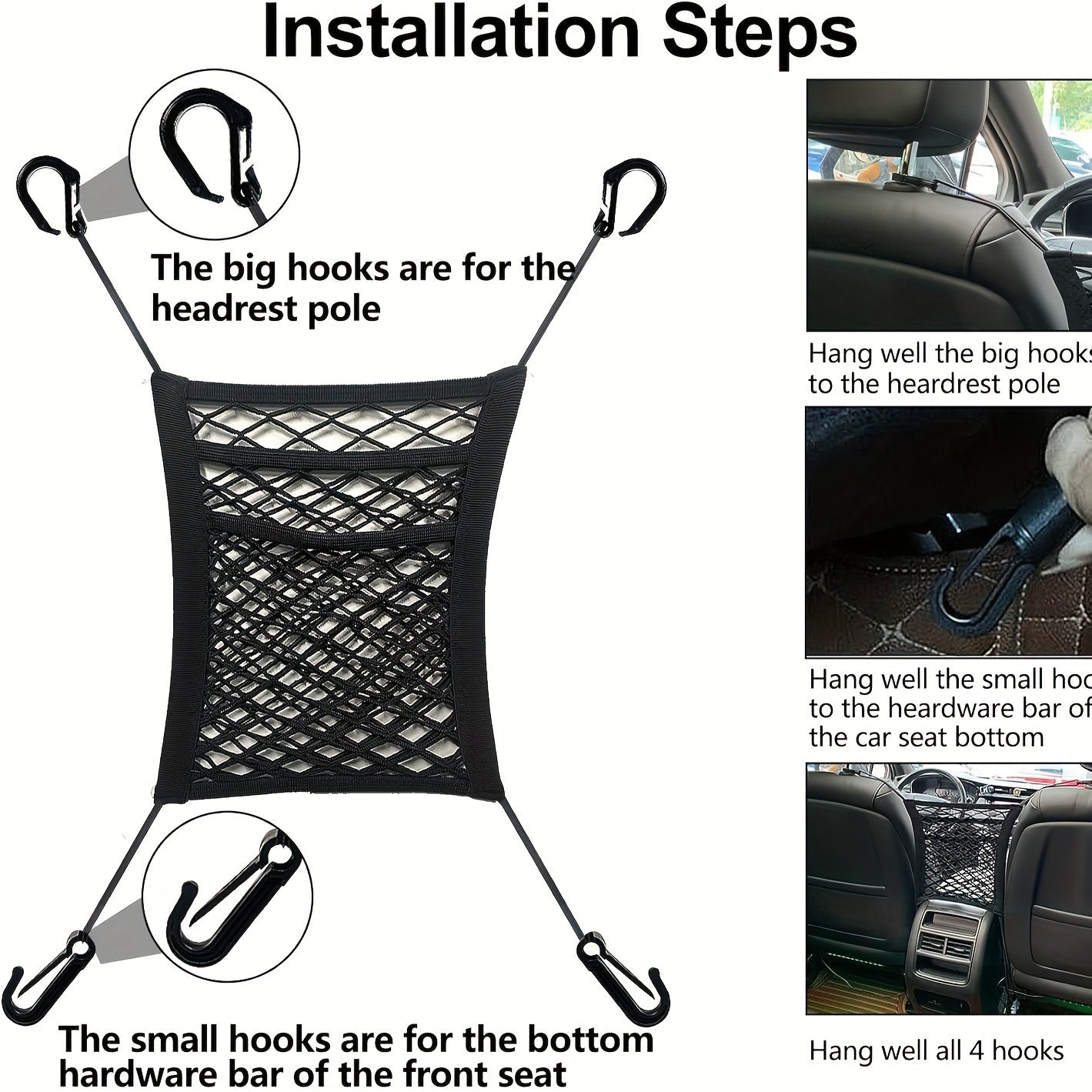 2PCS Universal Dog Car Net Barrier, Stretchable Safety Mesh Divider