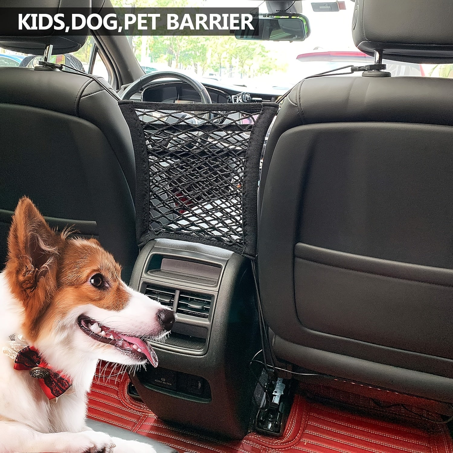 2PCS Universal Dog Car Net Barrier, Stretchable Safety Mesh Divider