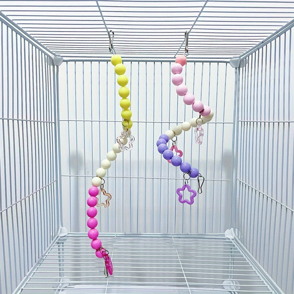 Colorful Macaron Rainbow Acrylic Parrot Ladder & Swing – Beads & Star Bridges