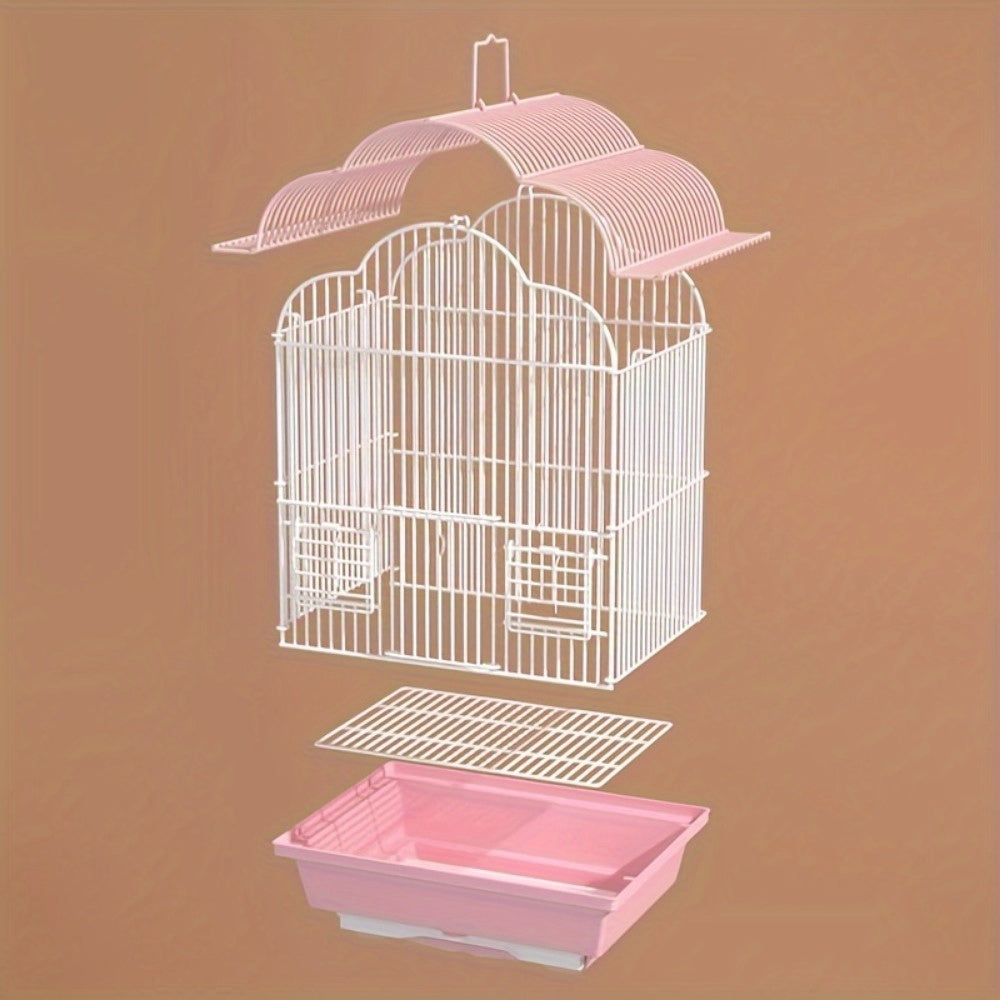 Luxury Metal Bird Cage with Drawer – Easy-Clean Carrier with Cups & Perch