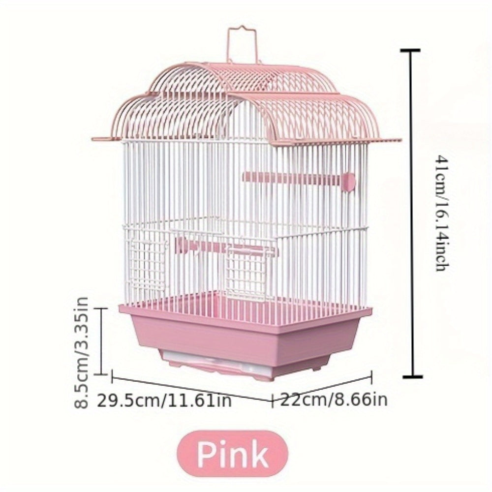 Luxury Metal Bird Cage with Drawer – Easy-Clean Carrier with Cups & Perch
