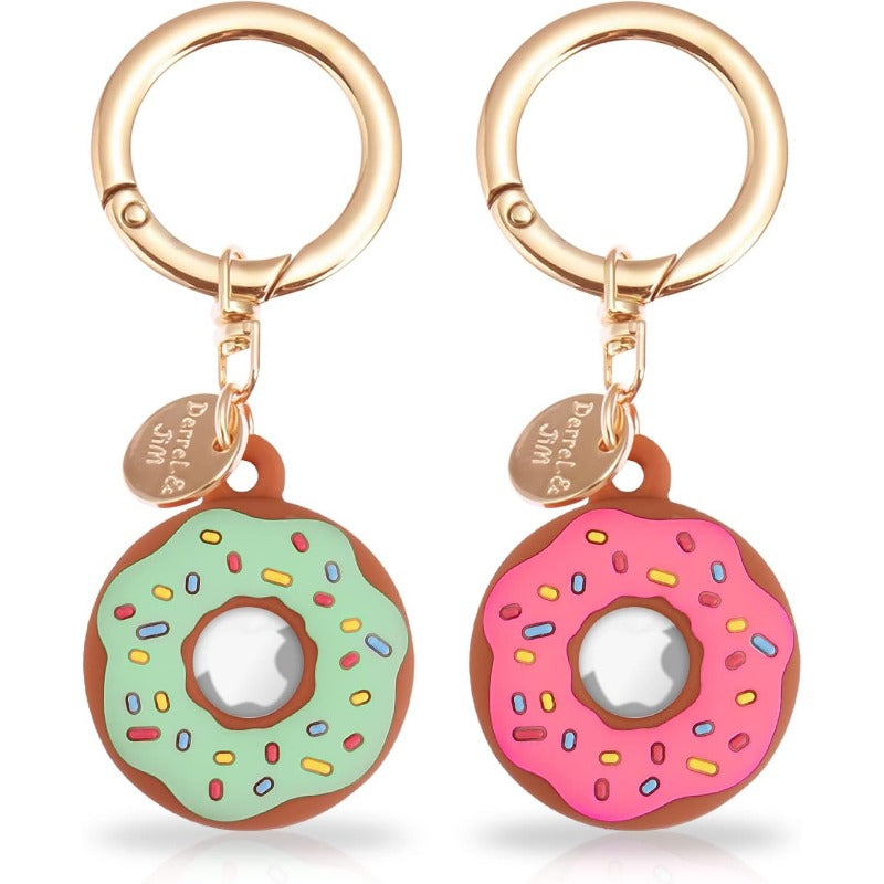 2PCS Silicone AirTag Donut Keychain Case – Protective Holder for Pets, Keys & Backpacks