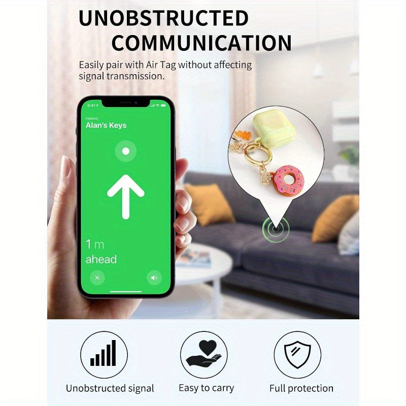 2PCS Silicone AirTag Donut Keychain Case – Protective Holder for Pets, Keys & Backpacks