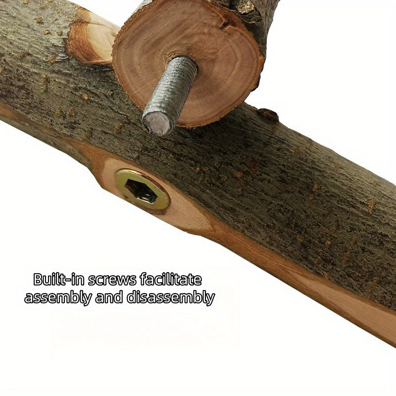 Parrot Cage Accessory Set – Stainless Steel Bowls with Perch Stand & Applewood Bar