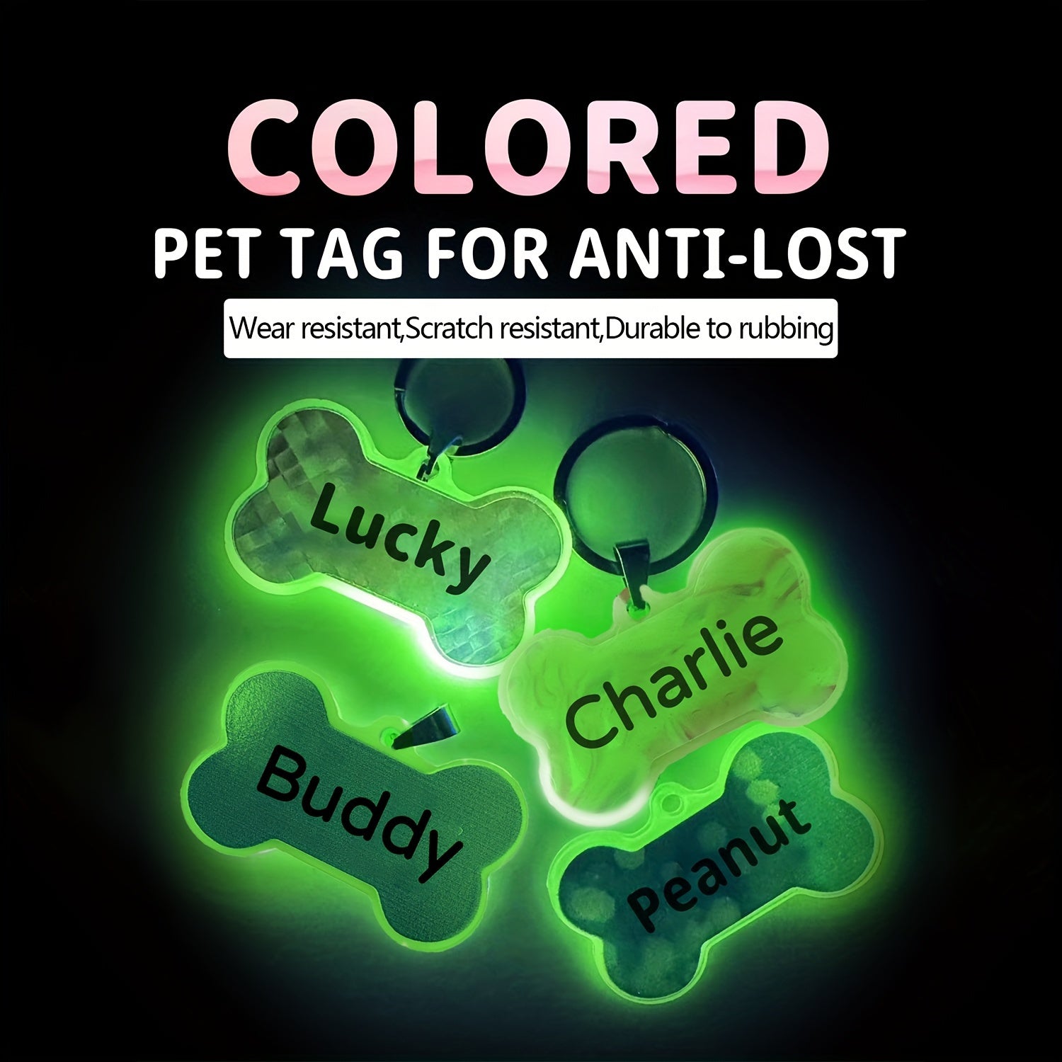 Luminous Pet ID Tags – Custom Engraved Acrylic Dog Tags, Night Visibility