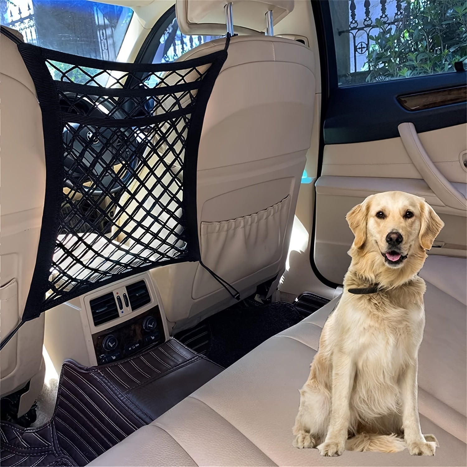 2PCS Universal Dog Car Net Barrier, Stretchable Safety Mesh Divider