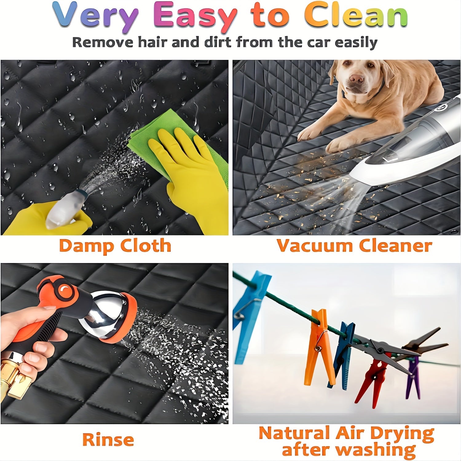 Waterproof Backseat Dog Car Hammock with Mesh Window & Side Zipper