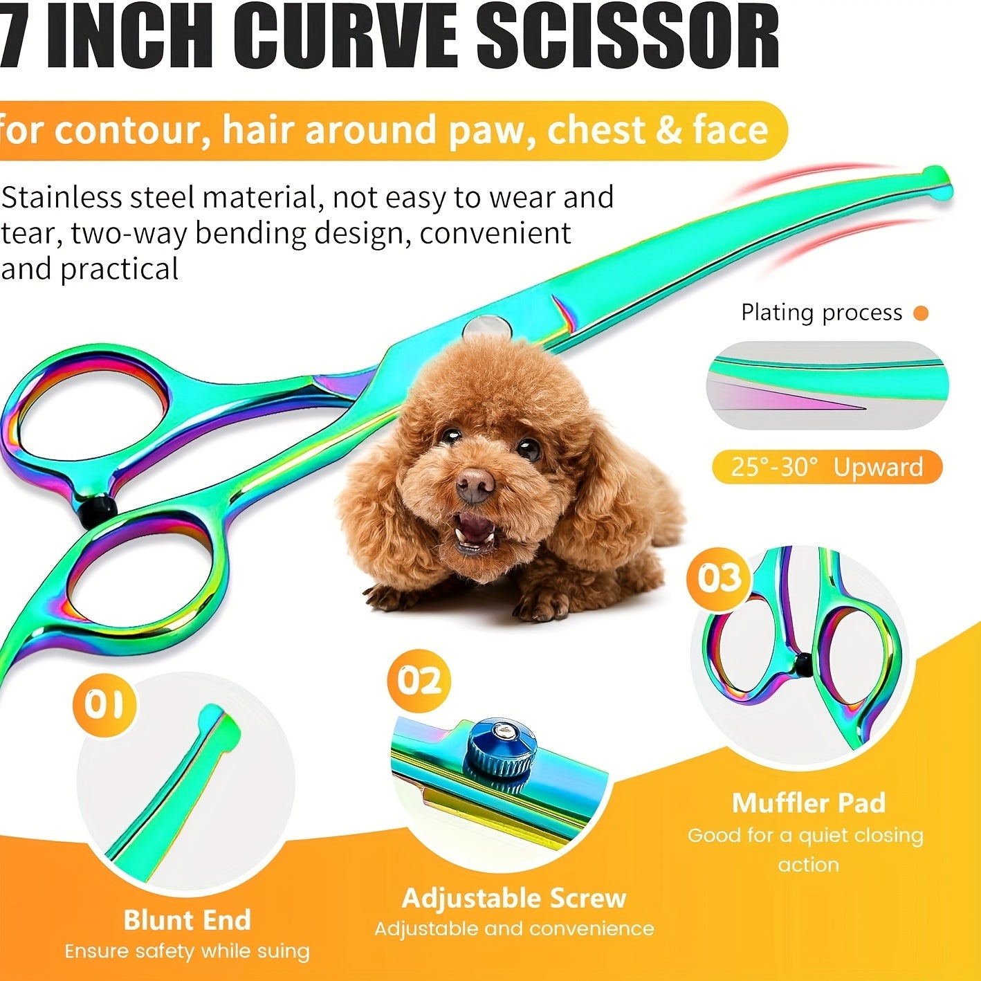 Professional Dog Grooming Scissors Kit, 8-in-1 Pet Grooming Set, Safety Round Tip, Titanium Coated