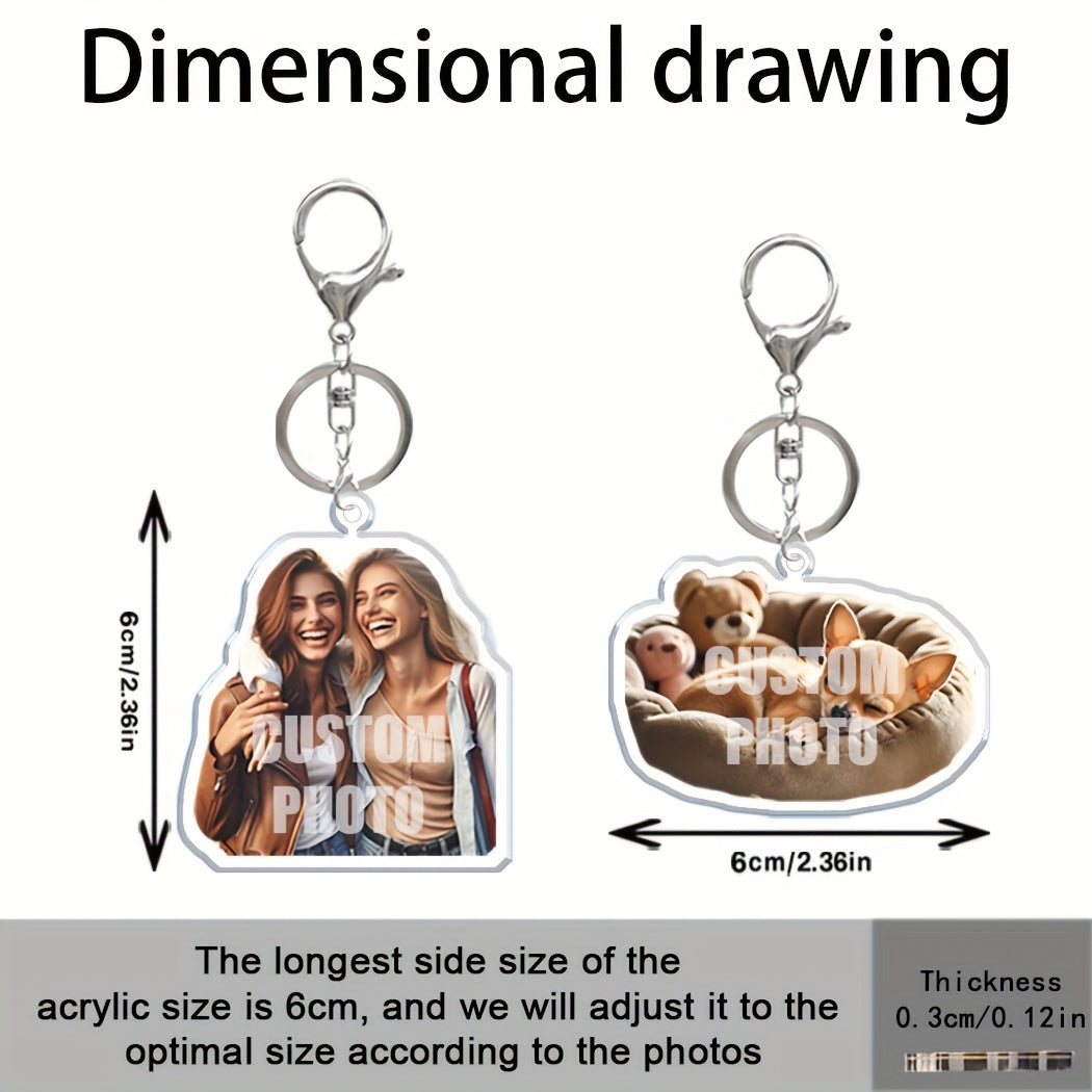 Custom Photo Acrylic Keychain, Double-Sided Special-Shaped Key Pendant