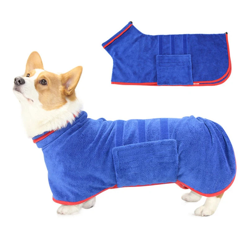 Microfiber Dog Bathrobe – Super Absorbent & Soft Drying Coat