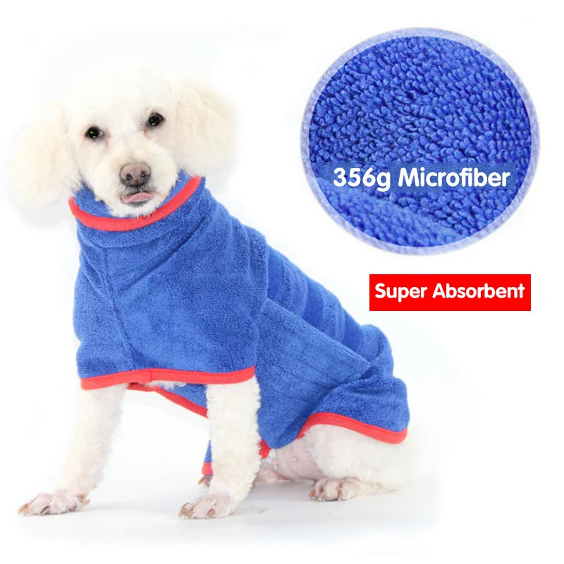 Microfiber Dog Bathrobe – Super Absorbent & Soft Drying Coat