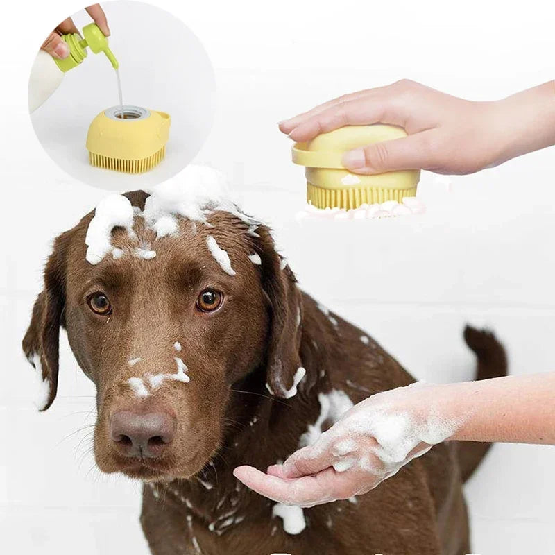 Dog & Cat Shampoo Brush – Soft Silicone Pet Bath Massage Gloves