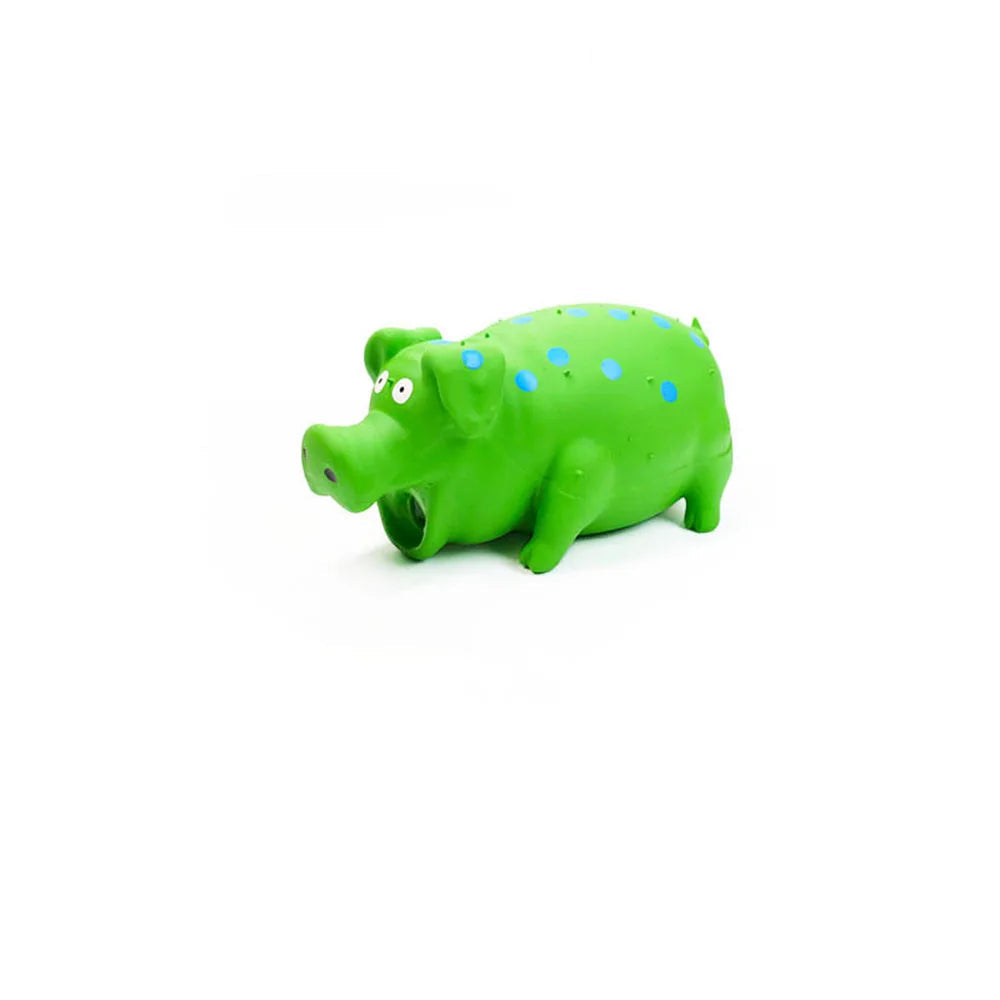 Dog Chew Toy – Spotted Latex Pig with Squeaker Paws and Claws